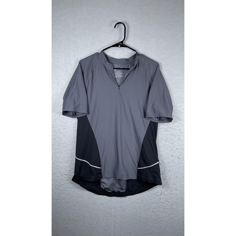 Xersion Cycling Jersey Mens XL Gray Quick-Dri 1/4 Zip Pockets Reflective‎ Top